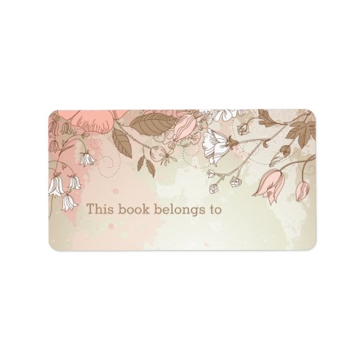 ピンクのフローラ「この本は属する」ラベル ラベル (正面)