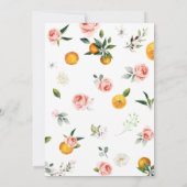 ピンクのフローラ、オレンジ色の小さなかわいこちゃん赤ちゃんシャワー 招待状 (裏面)