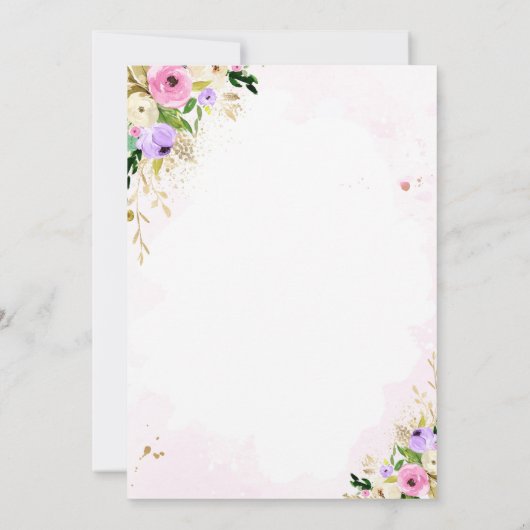 ピンクのフローラ·サファリの動物がベビーシャワーで運転 招待状 (裏面)