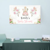 ピンクのフローラ·サファリの動物がベビーシャワーで運転 横断幕 (トレードショー)