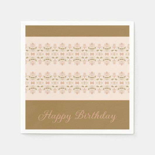 ピンクのフローラ スタンダードカクテルナプキン (正面)