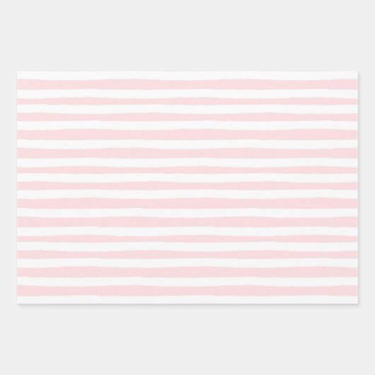 ピンクのフローラ、ストライプ水玉模様 ラッピングペーパーシート (正面3)