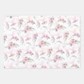ピンクのフローラ、ストライプ水玉模様 ラッピングペーパーシート (正面2)