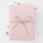 ピンクのフローラ、ストライプ水玉模様 ラッピングペーパーシート (インサイチュ)