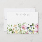 ピンクのフローラ ノートカード (正面)