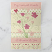 ピンクのフローラ パターン（の模様が）ある カード (内部)