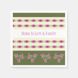 ピンクのフローラ パターン（の模様が）ある スタンダードカクテルナプキン