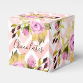 ピンクのフローラ パターン（の模様が）ある フェイバーボックス (正面サイド)