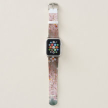ピンクのフローラ《写真》ぼけ味Apple Watch Band