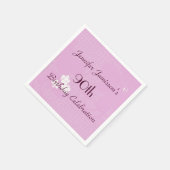 ピンクのフローラ、名前シンプル90th Birthday Party紙 スタンダードカクテルナプキン (角)