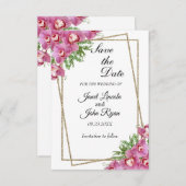 ピンクのフローラ – 日付の保存 セーブザデート (正面/裏面)