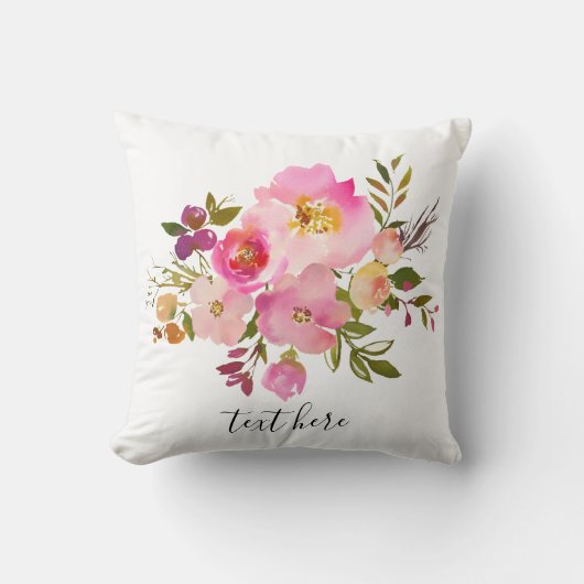 ピンクのフローラ、甘い、ロマンチックな水色の花。 クッション (正面)