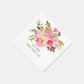 ピンクのフローラ、甘い、ロマンチックな水色の花。 スタンダードカクテルナプキン (角)