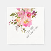 ピンクのフローラ、甘い、ロマンチックな水色の花。 スタンダードカクテルナプキン (正面)