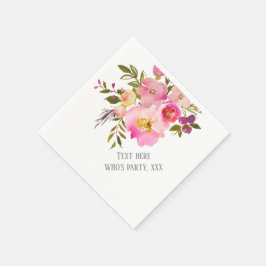 ピンクのフローラ、甘い、ロマンチックな水色の花。 スタンダードカクテルナプキン