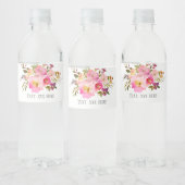 ピンクのフローラ、甘い、ロマンチックな水色の花。 ペットボトルラベル (ボトル)