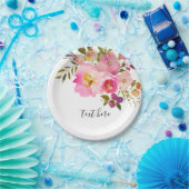 ピンクのフローラ、甘い、ロマンチックな水色の花。 ペーパープレート (パーティー)