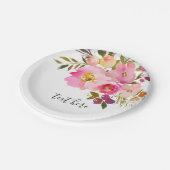 ピンクのフローラ、甘い、ロマンチックな水色の花。 ペーパープレート (アングル)