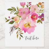 ピンクのフローラ、甘い、ロマンチックな水色の花。 ワインラベル (シングルラベル)