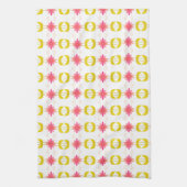 ピンクのフローラ（白と金色） キッチンタオル (縦)