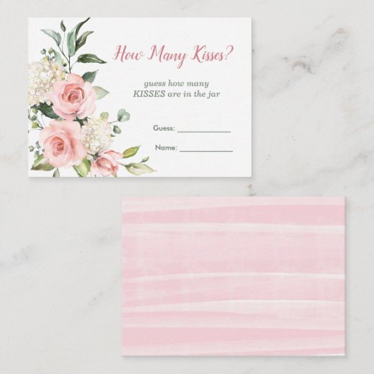 ピンクのフローラ、緑の推測いくつのキスゲーム エンクロージャーカード (正面/裏面)