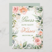 ピンクのフローラ、緑の推測いくつのキスゲーム 招待状 (正面/裏面)