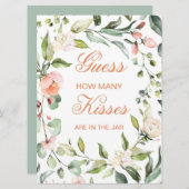 ピンクのフローラ、緑の推測いくつのキスゲーム 招待状 (正面/裏面)