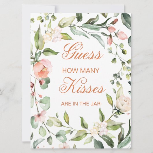 ピンクのフローラ、緑の推測いくつのキスゲーム 招待状 (正面)