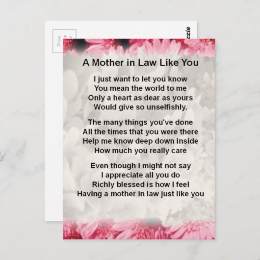 ピンクのフローラ – 義母の詩 ポストカード (正面/裏面)