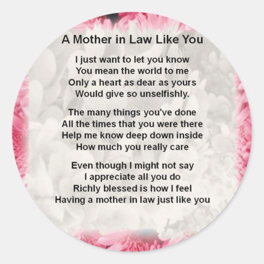 ピンクのフローラ – 義母の詩 ラウンドシール (正面)