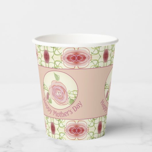 ピンクのフローラ 芸術的 紙コップ (正面)