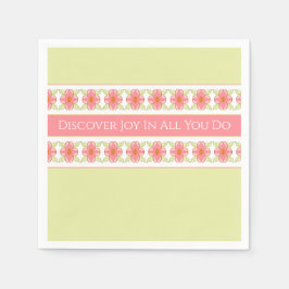 ピンクのフローラ（薄緑） スタンダードカクテルナプキン