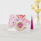 ピンクのフローラMOM母の日カード カード (黄色い花)