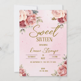 ピンクのフローラSweet sixteen 招待状