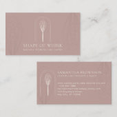 ピンクのフワッとしたおしゃれな泡立て器ロゴのホームベーカリー 名刺 (正面/裏面)