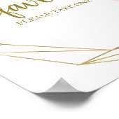 ピンクのフワッとした花柄幾何学模様のギフトサイン ポスター (角)