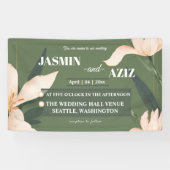 ピンクのフワッと花の円 横断幕 (横)