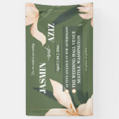 ピンクのフワッと花の円 横断幕 (縦)