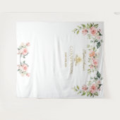 ピンクのフワフワのお花のファースト・ホーリー・コミュニオンの写真小道具 タペストリー (正面(横))