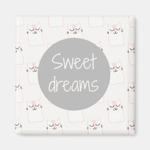 ピンクのフワフワのマシュマロ子猫 Sweet Dreams マグネット