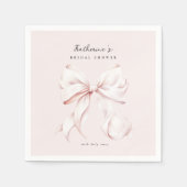 ピンクのフワフワ弓の結婚前お披露目パーティー スタンダードカクテルナプキン (正面)