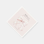 ピンクのフワフワ弓の結婚前お披露目パーティー スタンダードカクテルナプキン (角)
