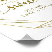 ピンクのフワフワ花柄ジオメトリックラブイズスイートサイン ポスター (角)