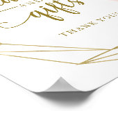 ピンクのフワフワ花柄幾何学カード＆ギフトサイン ポスター (角)