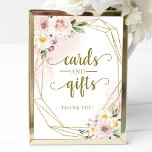 ピンクのフワフワ花柄幾何学カード＆ギフトサイン ポスター<br><div class="desc">ピンクのフワフワ花柄幾何学カード＆ギフトサイン</div>