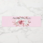 ピンクのフワフワ花柄 ローズ背景 水ボトル ペットボトルラベル (シングルラベル)