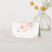 ピンクのフワフワ花飾り ブライダル ベビーシャワー 誕生日 プレイスカード (裏面)