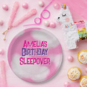 ピンクのフワフワ雲パーソナライズされた誕生日 ペーパープレート (パーティー)