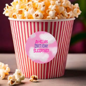 ピンクのフワフワ雲パーソナライズされた誕生日 ラウンドシール