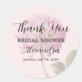 ピンクのフワフワ ワイルド フラワー ブライダル シャワー サンクス ラウンドシール (正面)